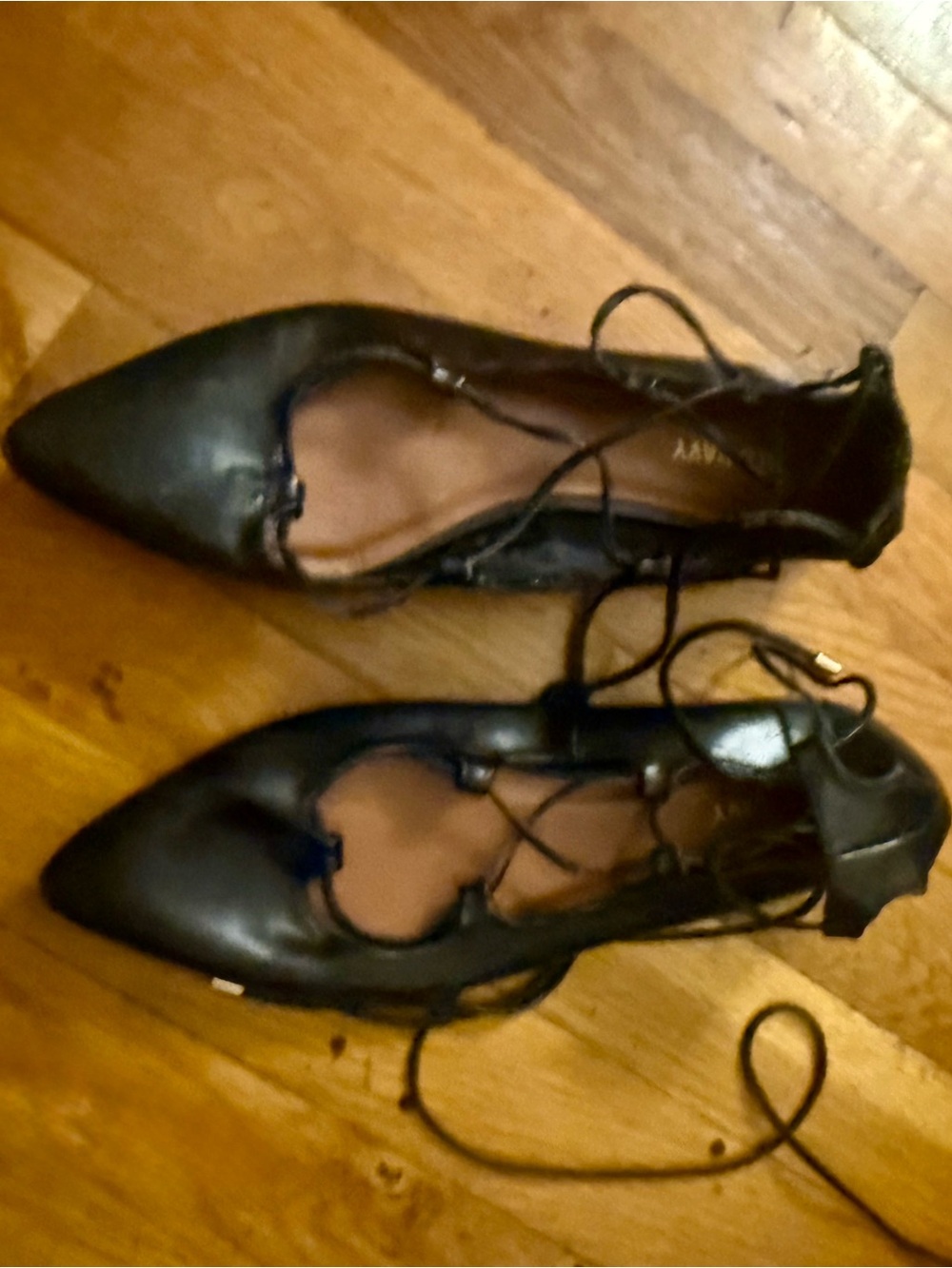 Old Navy Black Pointed Lace-Up Flats